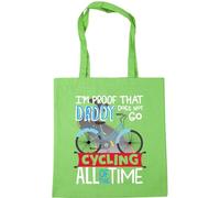 Hippowarehouse I'm Proof That My Daddy Does Not Go Cycling All of The Time Tote Shopping Gym Beach Bag 42cm x38cm, 10 litres