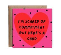 Hippowarehouse I'm scared of commitment but here's a card. Happy Valentine's situationship Personalised Card. 15cm x 15cm with envelope for him for her Funny Cards for Men and Women Blank inside