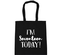 Hippowarehouse I'm Seventeen today - 17th Birthday Tote Shopping Gym Beach Bag 42cm x38cm, 10 litres