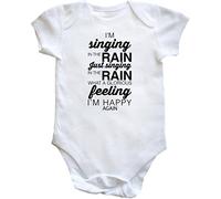 Hippowarehouse I'm singing in the rain just singing in the rain what a glorious feeling I'm happy again baby vest bodysuit (short sleeve) boys girls