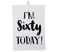 Hippowarehouse I'm Sixty today - 60th Birthday Tea Towel Eco Printed Dish Cloth Kitchen accessory 50cmx70cm 100% Cotton