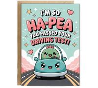 Hippowarehouse I'm so ha-pea you passed your driving test Personalised Card A5 with envelope for him for her Funny Cards for Men and Women Blank inside option