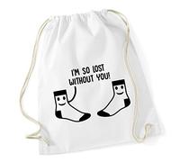 Hippowarehouse I'm so lost without you! - Socks Drawstring Cotton School Gym Bag 37cm x 46cm, 12 litres