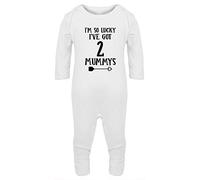 Hippowarehouse I'm so lucky I've got 2 mummys Baby Romper all in one piece unisex