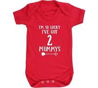 Hippowarehouse I'm so lucky I've got 2 mummys baby vest bodysuit (short sleeve) boys girls