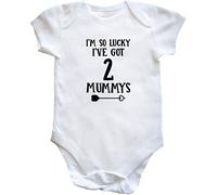 Hippowarehouse I'm so lucky I've got 2 mummys baby vest bodysuit (short sleeve) boys girls