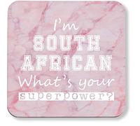 Hippowarehouse I'm South African What's Your Superpower? printed coaster gloss finish durable backing 9cm x 9cm 2 pack