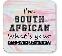Hippowarehouse I'm South African What's Your Superpower? printed coaster gloss finish durable backing 9cm x 9cm 2 pack