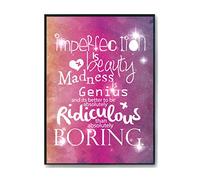Hippowarehouse Imperfection is beauty, madness is genius and it's better to be absolutely ridiculous than absolutely boring Printed Poster A4 Wall Art Design Classroom Room Gym Office DÃƒ©cor