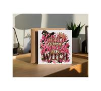Hippowarehouse In a world full of princess be a witch Personalised Card. 15cm x 15cm with envelope for him for her Funny Cards for Men and Women Blank inside option