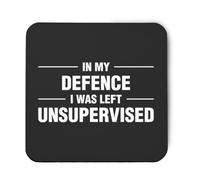 Hippowarehouse in my defence i was left unsupervised printed coaster gloss finish durable backing 9cm x 9cm 2 pack