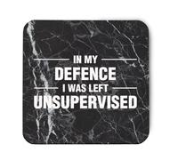 Hippowarehouse in my defence i was left unsupervised printed coaster gloss finish durable backing 9cm x 9cm 2 pack