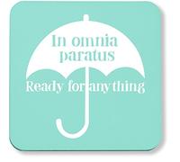 Hippowarehouse In omnia paratus ready for anything pack of 2 coasters gloss finish durable backing 9cm x 9cm