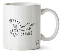 Hippowarehouse Inhale Exhale - cat Printed Mug Various Colour Options Ceramic Cup Kitchenware 11oz