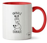 Hippowarehouse Inhale Exhale - Pug Printed Mug Various Colour Options Ceramic Cup Kitchenware 11oz