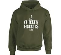 Hippowarehouse Insert Chicken Nuggets here Unisex Hoodie Hooded top (Specific Size Guide in Description) Olive Green