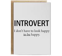 Hippowarehouse Introvert I don't have to look happy to be happy Personalised Card A6 with envelope for him for her Funny Cards for Men and Women Blank inside option