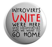 Hippowarehouse introverts unite we're here we're uncomfortable and we want to go home Badge Pin 25mm