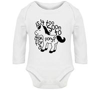 Hippowarehouse is it Too Soon to Ask for a Pony? Baby Vest Bodysuit (Long Sleeve) Boys Girls