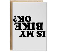 Hippowarehouse Is my bike ok? PRINTED UPSIDE DOWN Birthday Card A5 Personalised with envelope for him for her Funny Cards for Men and Women Blank inside option
