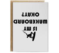 Hippowarehouse Is My Wakeboard Okay? Birthday Card A5 Personalised with envelope for him for her Funny Cards for Men and Women Blank inside option