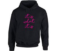 Hippowarehouse It is What It is unisex Hoodie hooded top (Specific size guide in description) Black