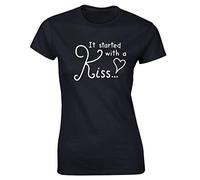 Hippowarehouse It Started with a Kiss Womens Fitted Short Sleeve t-Shirt (Specific Size Guide in Description)