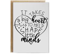 Hippowarehouse It Takes a Big Heart to Help Shape Little Minds Birthday Card A5 Personalised with envelope for him for her Funny Cards for Men and Women Blank inside option