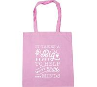 Hippowarehouse It Takes A Big Heart To Shape Little Minds Tote Shopping Gym Beach Bag 42cm x38cm, 10 litres