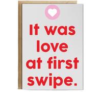 Hippowarehouse It was love at first swipe Personalised Card A6 with envelope for him for her Funny Cards for Men and Women Blank inside option
