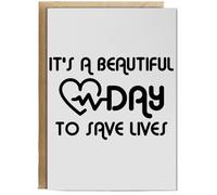 Hippowarehouse It's a Beautiful Day to Save Lives Personalised Card A6 with envelope for him for her Funny Cards for Men and Women Blank inside option