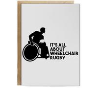 Hippowarehouse It's all about wheelchair rugby Birthday Card A5 Personalised with envelope for him for her Funny Cards for Men and Women Blank inside option