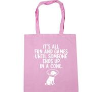 Hippowarehouse Its All Fun And Games Until Someone Ends Up In A Cone Vet Tote Shopping Gym Beach Bag 42cm x38cm, 10 litres