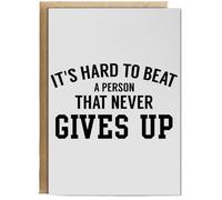 Hippowarehouse It's Hard To Beat A Person That Never Gives Up Personalised Card A6 with envelope for him for her Funny Cards for Men and Women Blank inside option