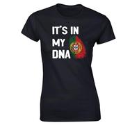 Hippowarehouse It's in My DNA Portugal Womens Fitted Short Sleeve t-Shirt (Specific Size Guide in Description) Black