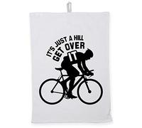Hippowarehouse It's Just a Hill, Get Over It Cycling Tea Towel Eco Printed Dish Cloth Kitchen accessory 50cmx70cm 100% Cotton