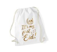 Hippowarehouse It's my first Eid Drawstring Cotton School Gym Bag 37cm x 46cm, 12 litres