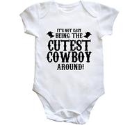 Hippowarehouse It's Not Easy Being The Cutest Cowboy Around Baby Vest Bodysuit (Short Sleeve) Boys Girls White