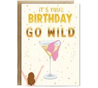 Hippowarehouse It's Your birthday GO WILD Personalised Card A5 with envelope for him for her Funny Cards for Men and Women Blank inside option