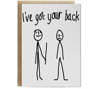 Hippowarehouse I've got your back stickmen Birthday Card A5 Personalised with envelope for him for her Funny Cards for Men and Women Blank inside option