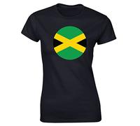 Hippowarehouse Jamaica Flag Womens Fitted Short Sleeve t-Shirt (Specific Size Guide in Description) Black