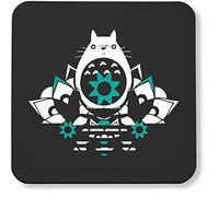 Hippowarehouse Japanese Anime Fat cat printed coaster gloss finish durable backing 9cm x 9cm 2 pack