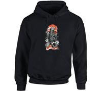 Hippowarehouse Japanese Koi Carp Vintage unisex Hoodie hooded top (Specific size guide in description) Black