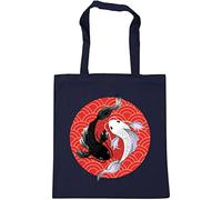 Hippowarehouse Japanese Koi carp yin yang fish Tote Shopping Gym Beach Bag 42cm x38cm, 10 litres