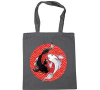 Hippowarehouse Japanese Koi carp yin yang fish Tote Shopping Gym Beach Bag 42cm x38cm, 10 litres