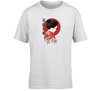 Hippowarehouse Japanese Style Geisha Cherry Blossom in The Mood for Love Kids Children's Short Sleeve t-Shirt White