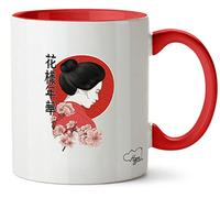 Hippowarehouse Japanese Style Geisha Cherry Blossom in The Mood for Love Printed Mug Various Colour Options Ceramic Cup Kitchenware 11oz