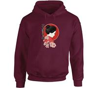 Hippowarehouse Japanese Style Geisha Cherry Blossom in The Mood for Love Unisex Hoodie Hooded top (Specific Size Guide in Description) Maroon