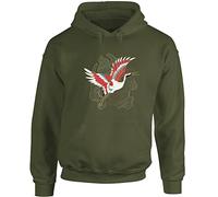 Hippowarehouse Japanese Style Red Crowned Crane Bird Asian Culture Unisex Hoodie Hooded top (Specific Size Guide in Description)