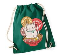 Hippowarehouse Japanese Style The Lucky Cat Maneki-neko Drawstring Cotton School Gym Bag 37cm x 46cm, 12 litres